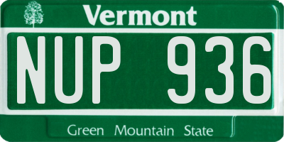 VT license plate NUP936