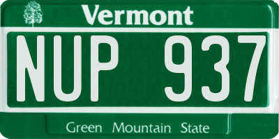 VT license plate NUP937