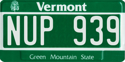VT license plate NUP939