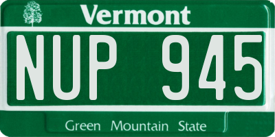 VT license plate NUP945