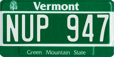 VT license plate NUP947