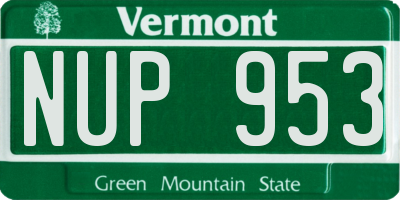 VT license plate NUP953