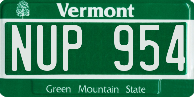 VT license plate NUP954