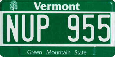 VT license plate NUP955