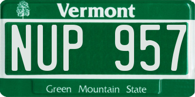 VT license plate NUP957