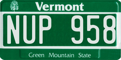 VT license plate NUP958