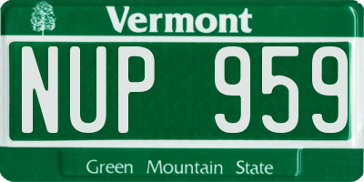 VT license plate NUP959
