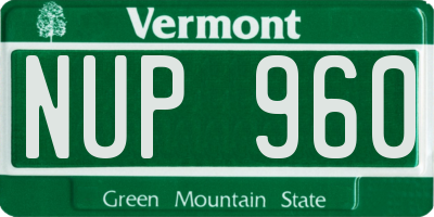 VT license plate NUP960
