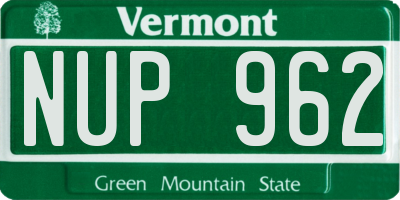 VT license plate NUP962