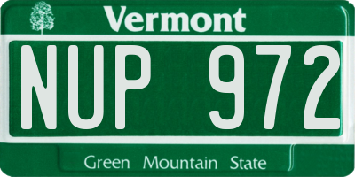 VT license plate NUP972