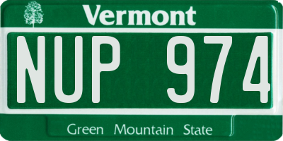 VT license plate NUP974