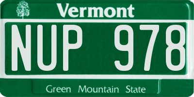 VT license plate NUP978