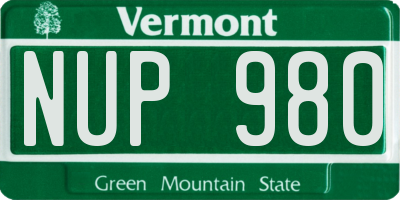 VT license plate NUP980