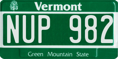 VT license plate NUP982