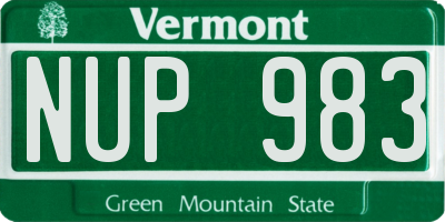 VT license plate NUP983