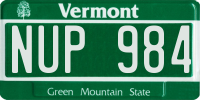 VT license plate NUP984