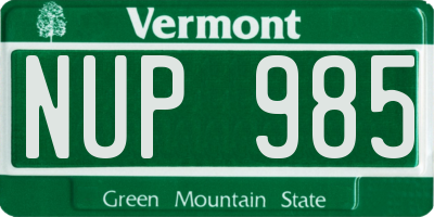 VT license plate NUP985