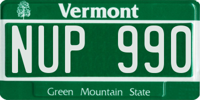 VT license plate NUP990