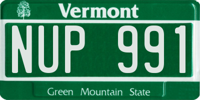 VT license plate NUP991