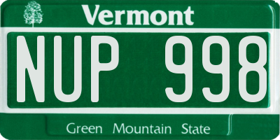 VT license plate NUP998