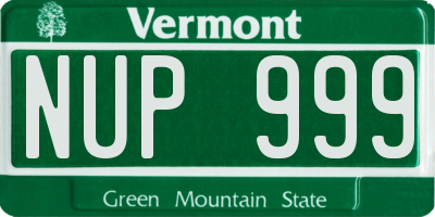 VT license plate NUP999