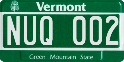 VT license plate NUQ002