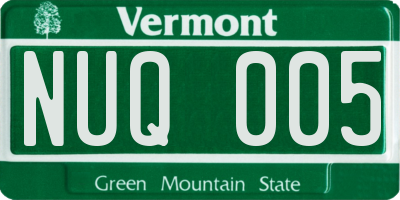 VT license plate NUQ005