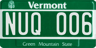 VT license plate NUQ006