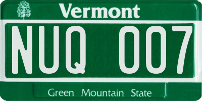VT license plate NUQ007