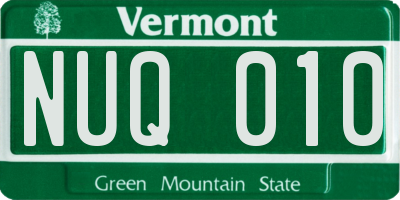 VT license plate NUQ010