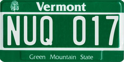 VT license plate NUQ017