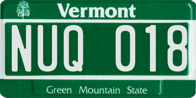 VT license plate NUQ018
