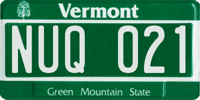 VT license plate NUQ021