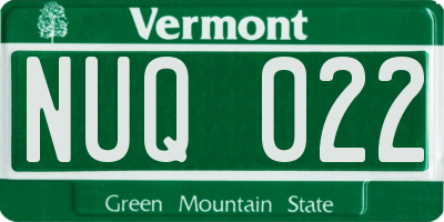VT license plate NUQ022