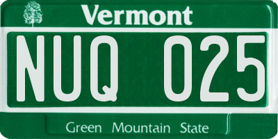 VT license plate NUQ025