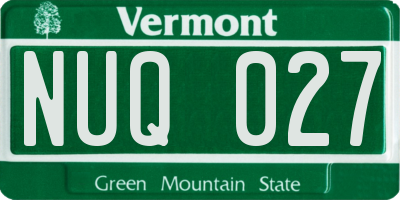 VT license plate NUQ027