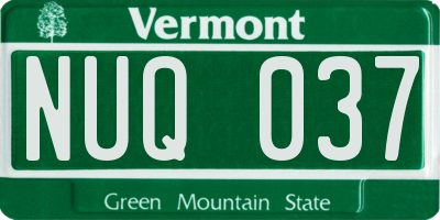 VT license plate NUQ037