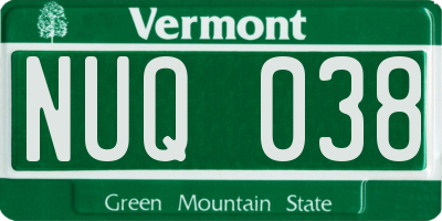 VT license plate NUQ038