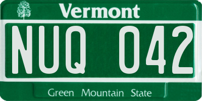 VT license plate NUQ042