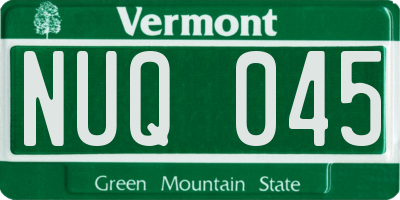 VT license plate NUQ045