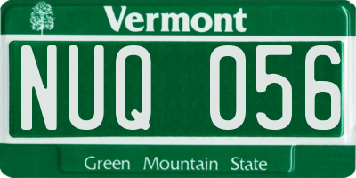 VT license plate NUQ056