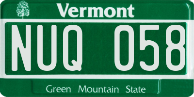 VT license plate NUQ058