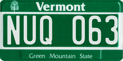 VT license plate NUQ063
