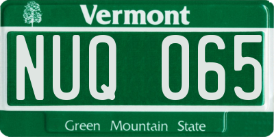 VT license plate NUQ065