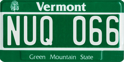 VT license plate NUQ066