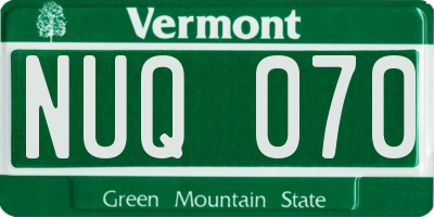 VT license plate NUQ070