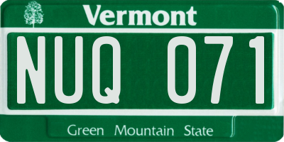 VT license plate NUQ071
