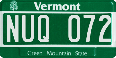 VT license plate NUQ072