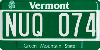 VT license plate NUQ074