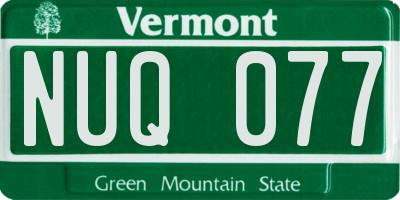 VT license plate NUQ077